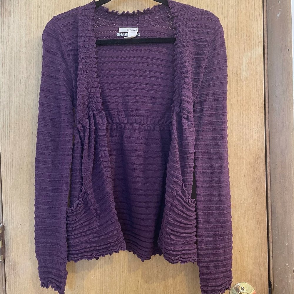 DKNY Purple Button-Up Sweater